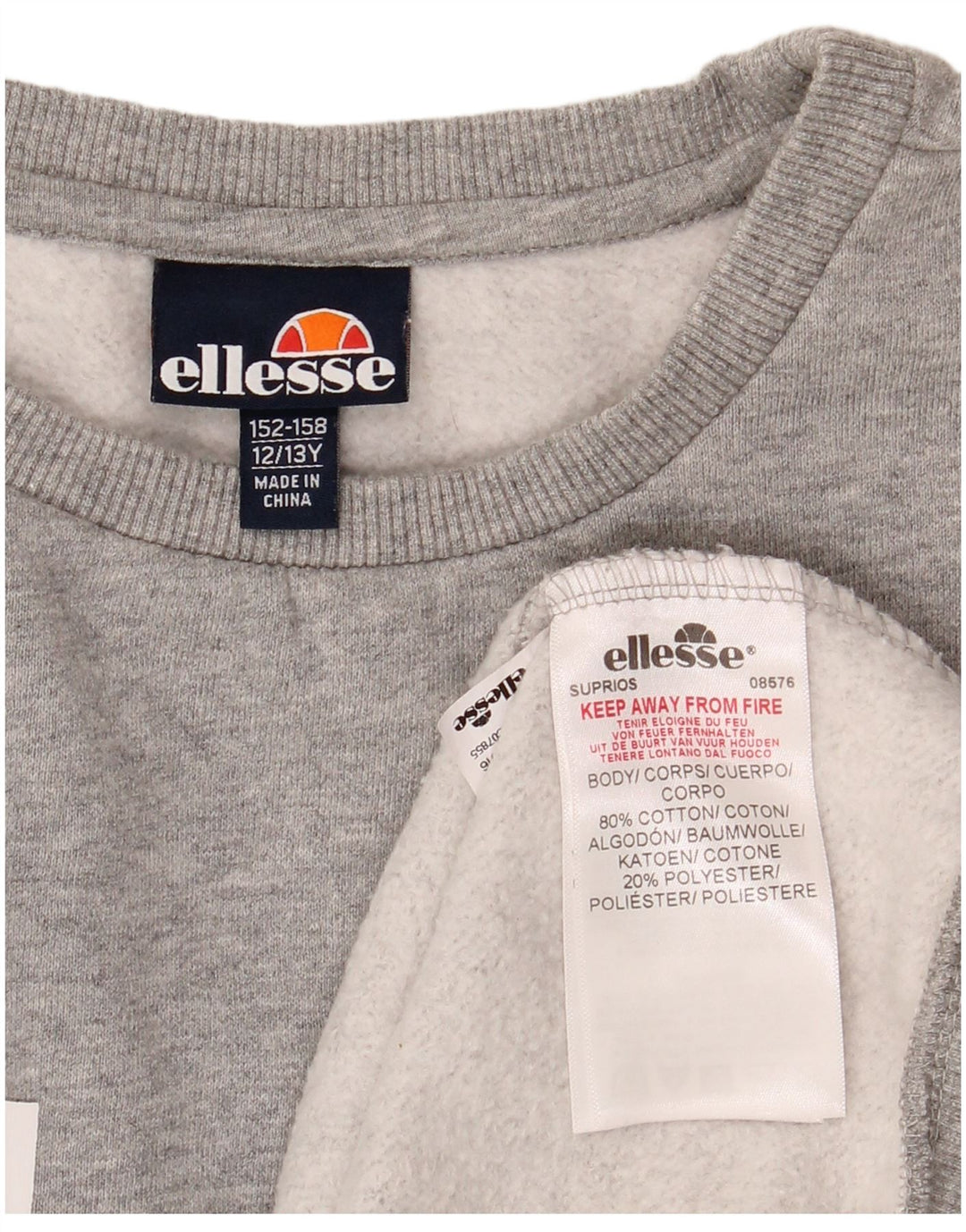 Ellesse Boys Graphic Sweatshirt Jumper 12-13 Years Grey Cotton