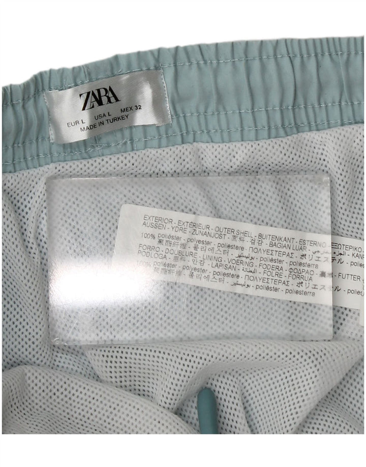 Zara Mens Swimming Shorts Large  Blue Polyester