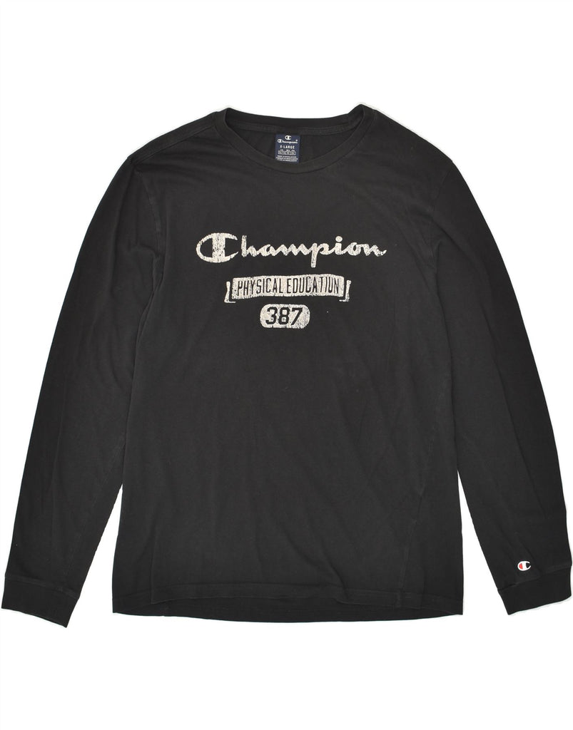 CHAMPION Mens Graphic Top Long Sleeve XL Black Cotton Vintage Champion and Second-Hand Champion from Messina Hembry 