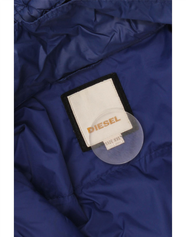 Diesel Mens Hooded Padded Jacket UK 44 2XL Blue Nylon