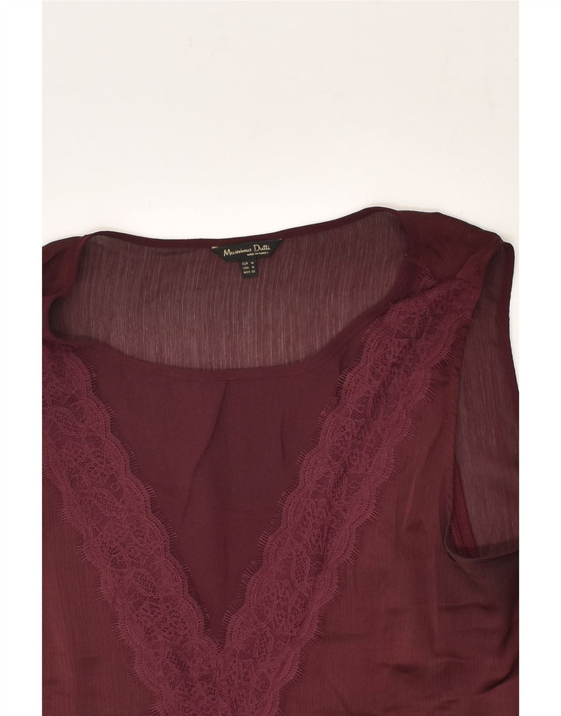 MASSIMO DUTTI Womens Sleeveless Blouse Top UK 12 Medium Burgundy | Vintage Massimo Dutti | Thrift | Second-Hand Massimo Dutti | Used Clothing | Messina Hembry 