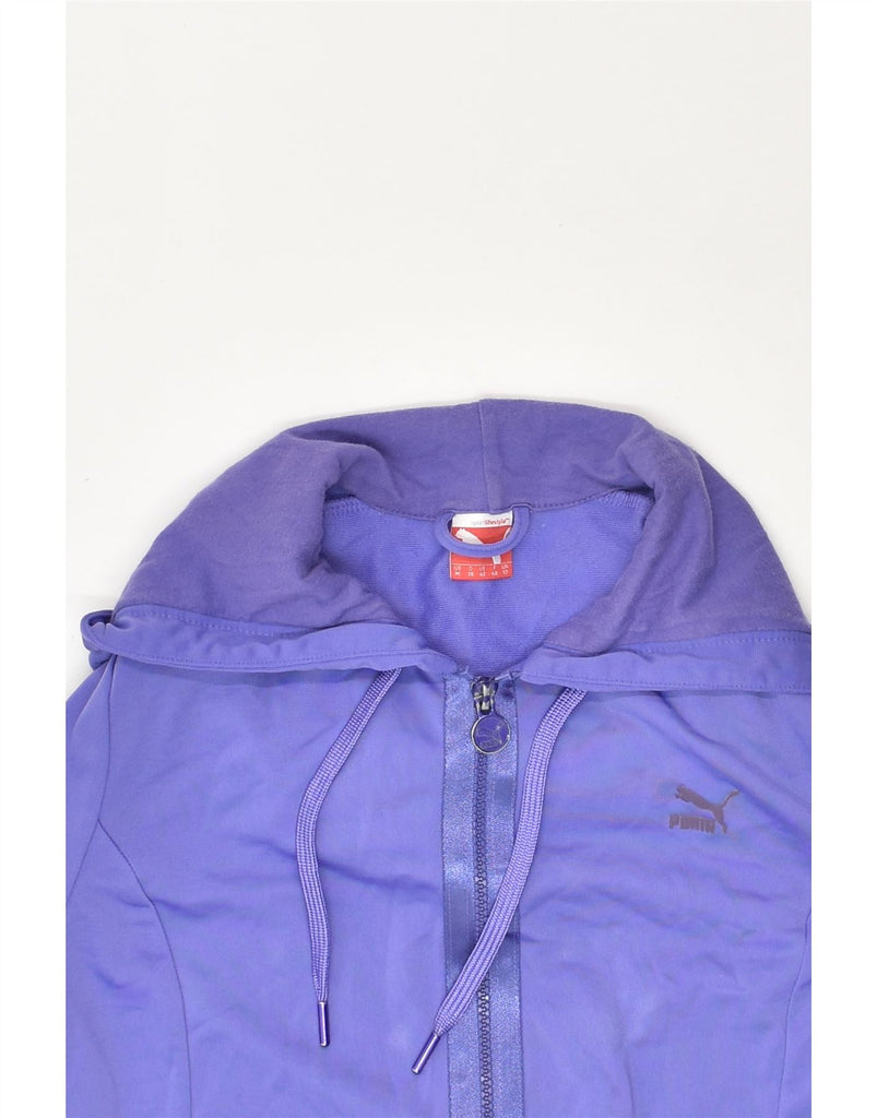 PUMA Womens Zip Hoodie Sweater UK 12 Medium  Purple Polyester | Vintage Puma | Thrift | Second-Hand Puma | Used Clothing | Messina Hembry 