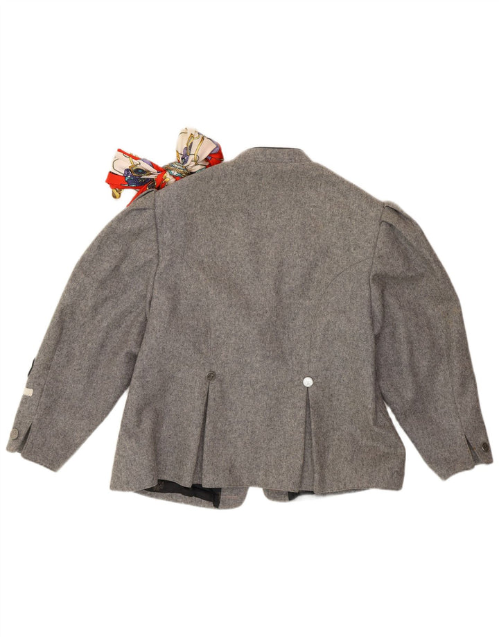 Vintage Womens Trachten 3/4 Sleeve Blazer Jacket UK 14 Medium Grey
