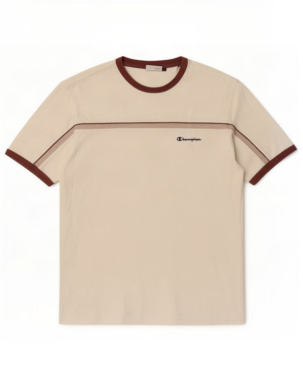 Champion Mens T-Shirt Top XL White Striped Cotton