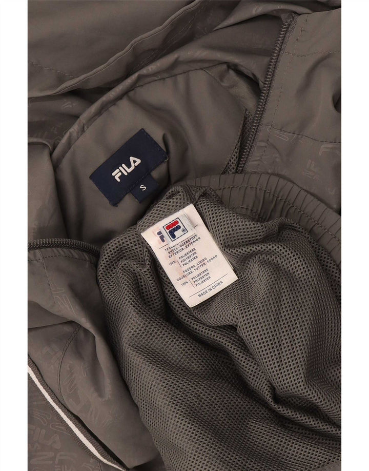 Fila Mens Graphic Hooded Tracksuit Top Jacket Small Grey Polyester