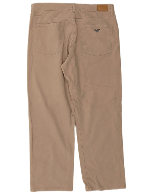 Armani Mens Straight Casual Trousers W36 L27 Beige