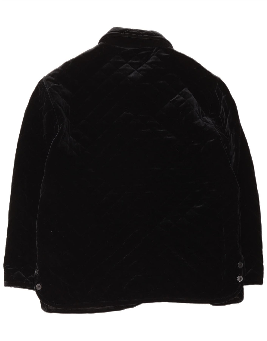 Vintage Womens Velour Quilted Jacket IT 48 XL Black Polyamide