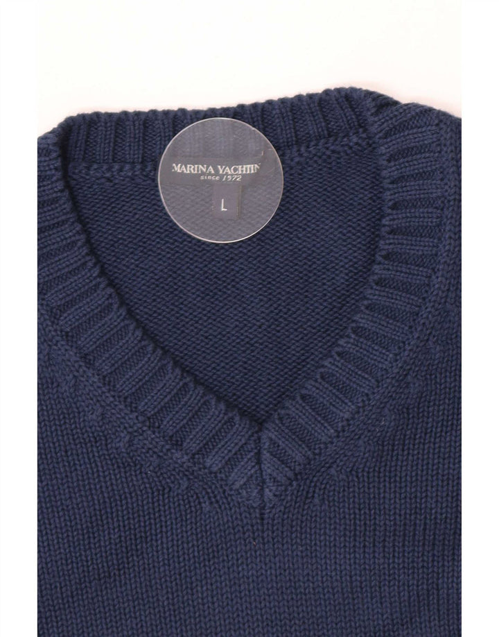 Marina Yachting Mens V-Neck Jumper Sweater Large Navy Blue