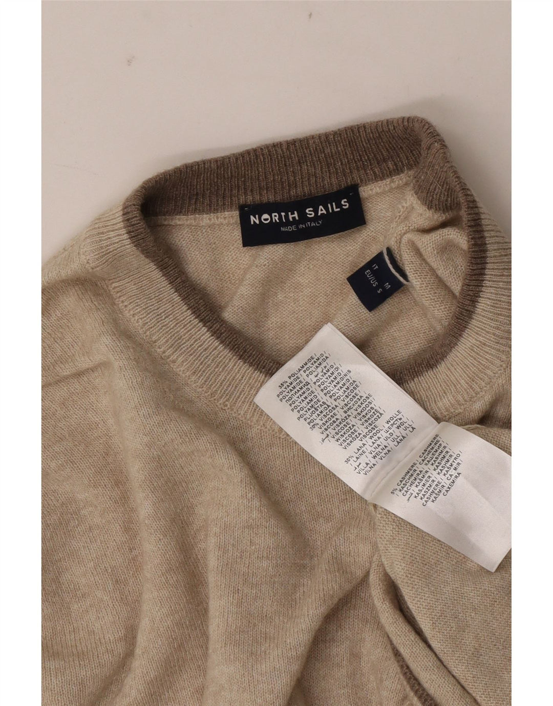 North Sails Mens Crew Neck Jumper Sweater Medium Beige Polyamide