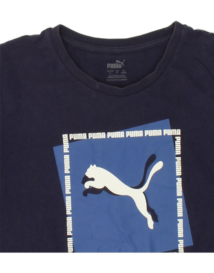 PUMA Mens Graphic T-Shirt Top Small Navy Blue Cotton Vintage Puma and Second-Hand Puma from Messina Hembry 