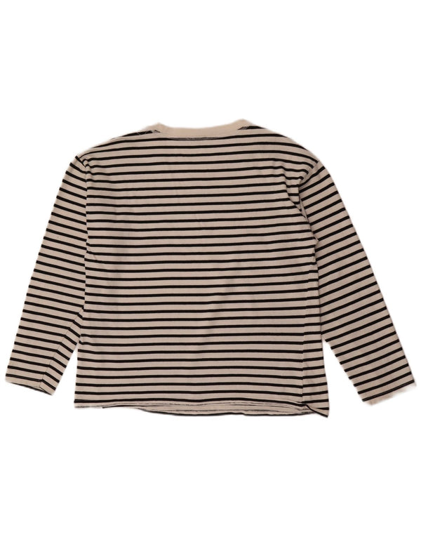 Zara Womens Top Long Sleeve UK 16 Large White Striped Cotton