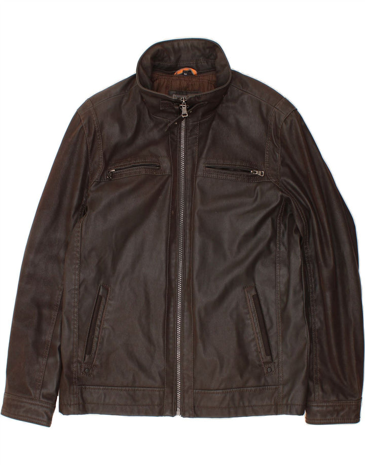 DNR Mens Leather Jacket IT 56 3XL Brown Leather
