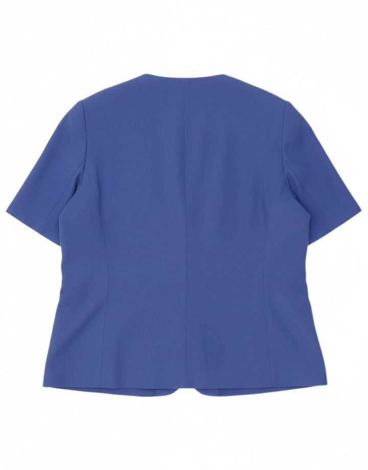 PAUL SEPARATES Womens 1 Button Short Sleeve Blazer Jacket UK 18 XL Blue