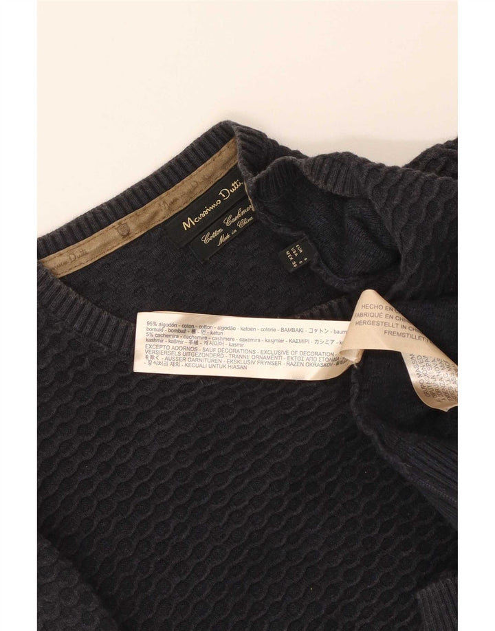 Massimo Dutti Mens Crew Neck Jumper Sweater Small Navy Blue Cotton