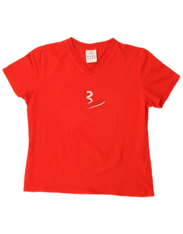 Adidas Womens Graphic T-Shirt Top UK 16 Large Red