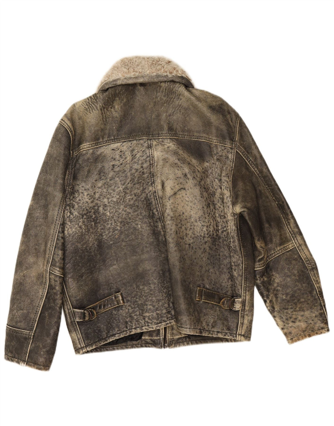 Vintage Mens Leather Jacket UK 36 Small Grey Leather