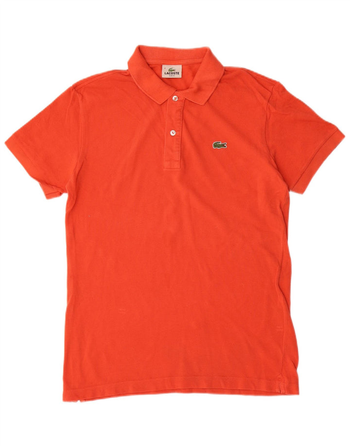 LACOSTE Mens Slim Fit Polo Shirt Size 4 Medium Orange Cotton