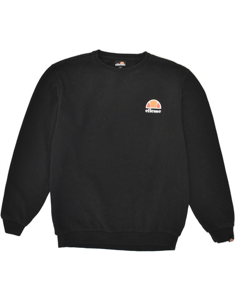 ELLESSE Mens Sweatshirt Jumper Large Black Cotton | Vintage Ellesse | Thrift | Second-Hand Ellesse | Used Clothing | Messina Hembry 