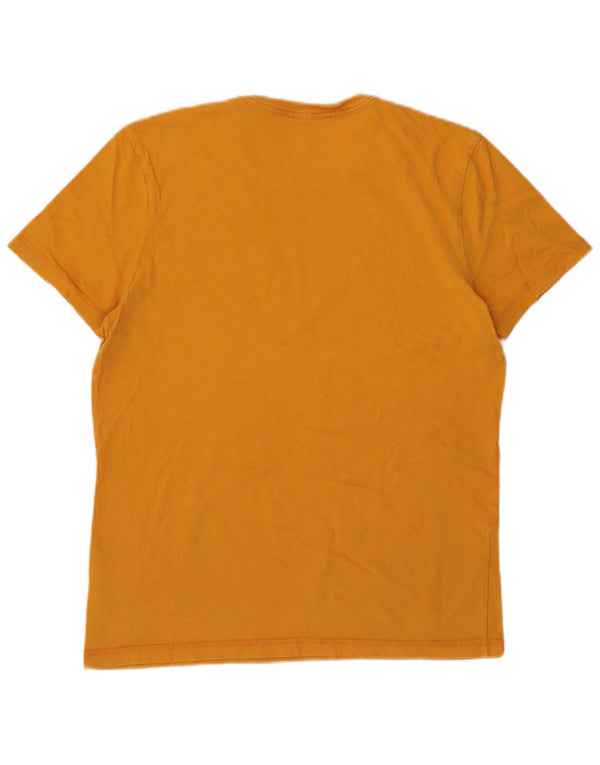 Diadora Mens Graphic T-Shirt Top Small Yellow Cotton