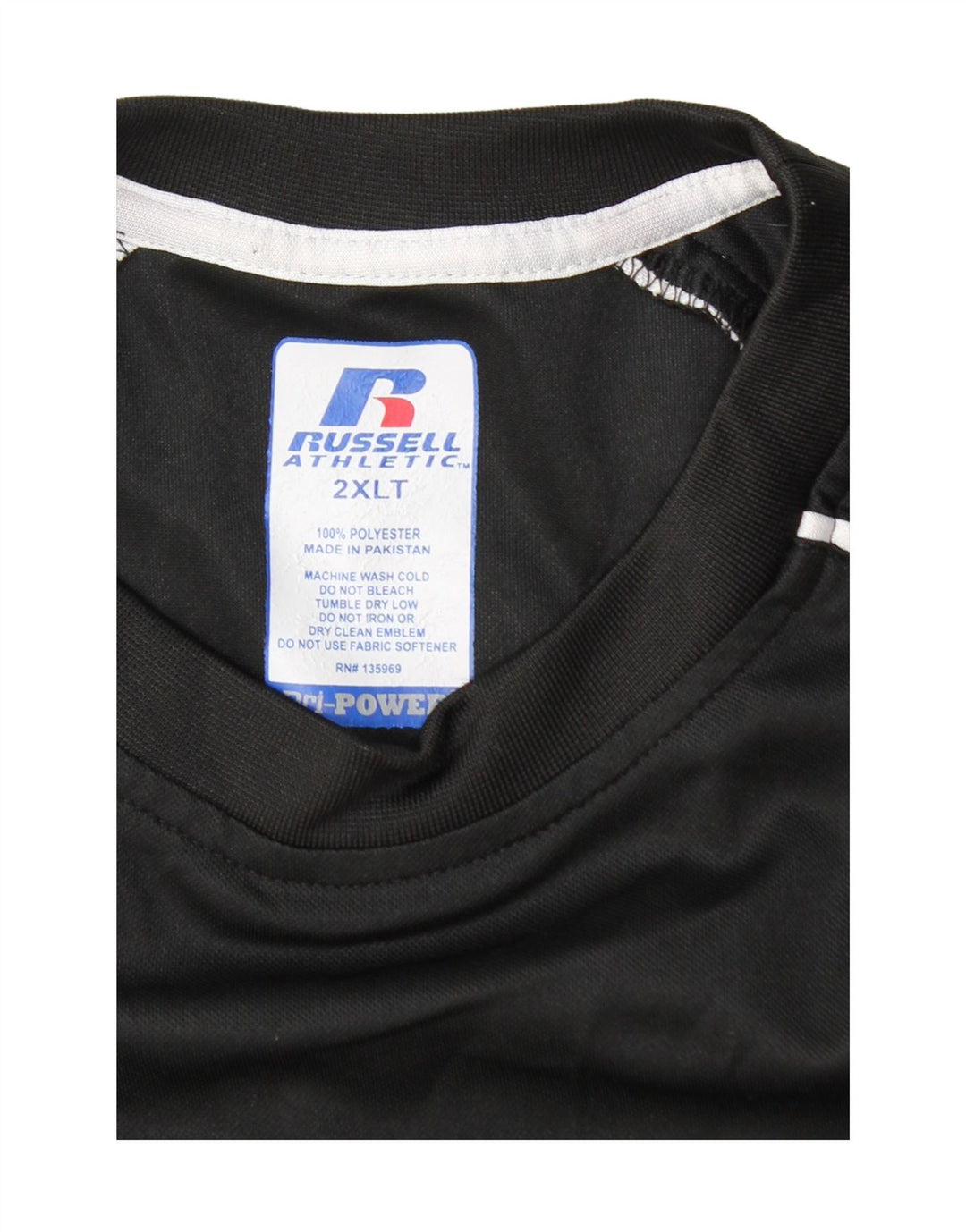 RUSSELL ATHLETIC Mens T-Shirt Top 2XL Black Colourblock Polyester