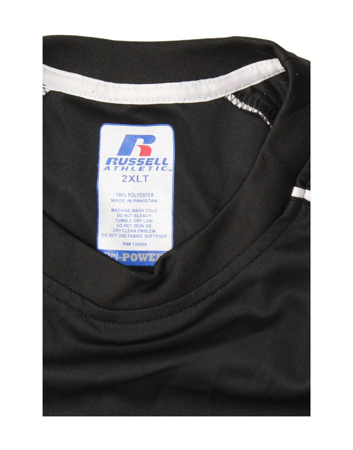 RUSSELL ATHLETIC Mens T-Shirt Top 2XL Black Colourblock Polyester