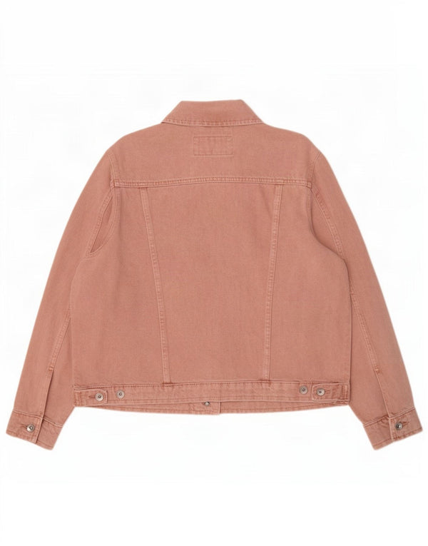 Marks & Spencer Womens Denim Jacket UK 16 Large Pink Cotton