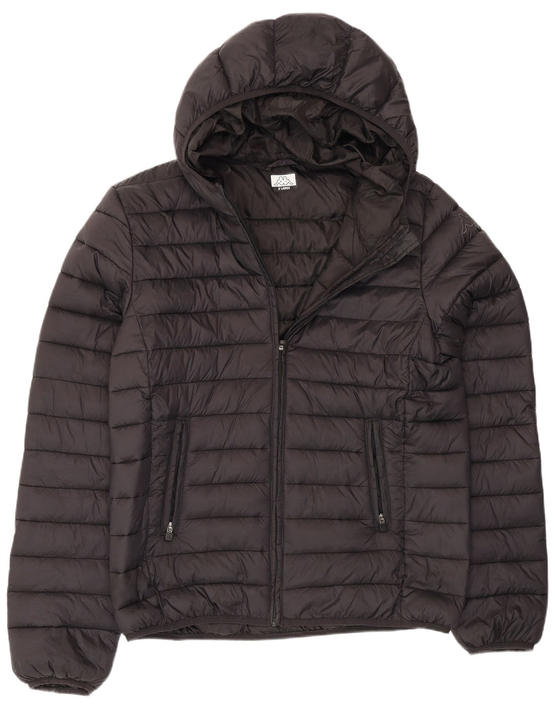 Kappa Mens Hooded Padded Jacket UK 42 XL Black Nylon