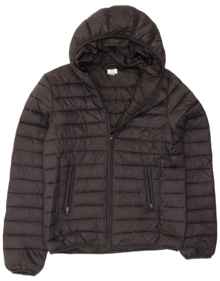 Kappa Mens Hooded Padded Jacket UK 42 XL Black Nylon