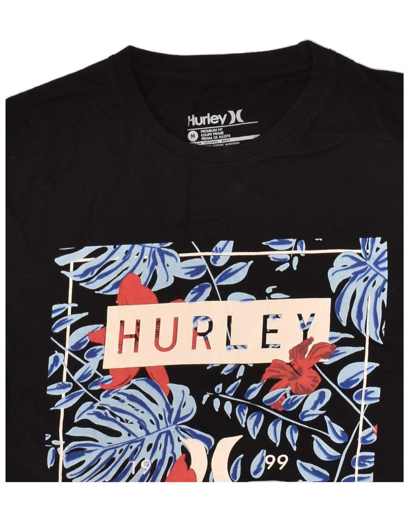 HURLEY Mens Premium Fit Graphic T-Shirt Top Medium Black Floral Cotton | Vintage Hurley | Thrift | Second-Hand Hurley | Used Clothing | Messina Hembry 