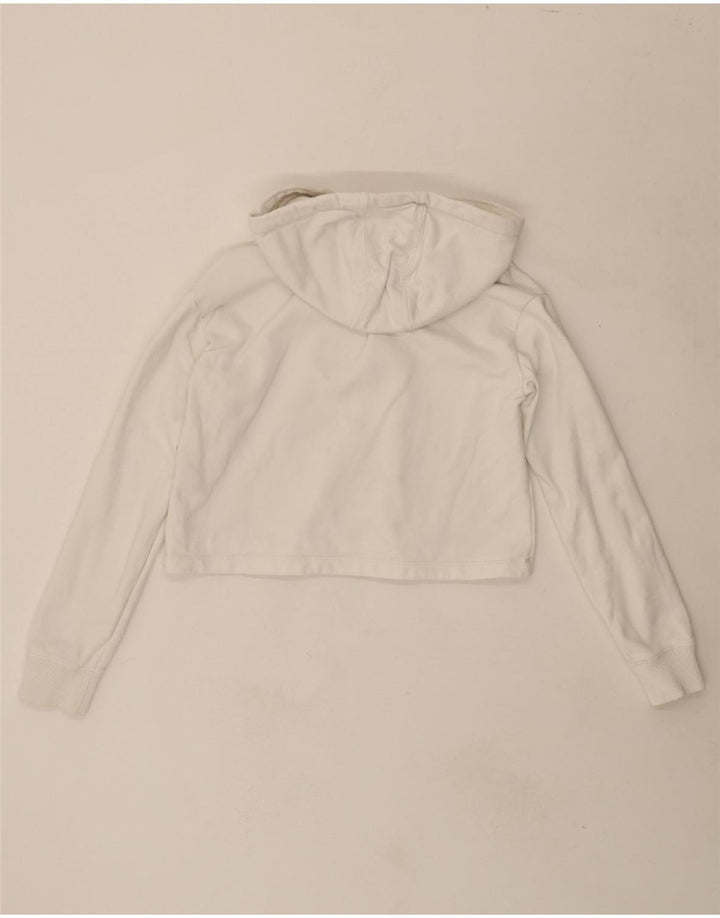 CHAMPION Womens Oversized Crop Graphic Hoodie Jumper UK 6 XS White Cotton Vintage Champion and Second-Hand Champion from Messina Hembry 