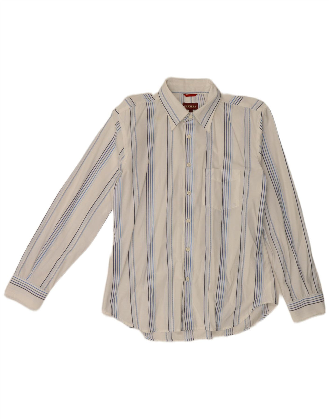 Carrera Mens Shirt Medium White Striped Cotton