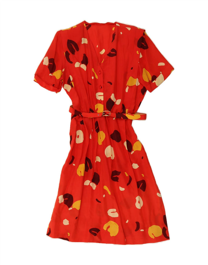 VINTAGE Womens Abstract Pattern Basic Dress UK 16 Large Red Vintage Vintage and Second-Hand Vintage from Messina Hembry 