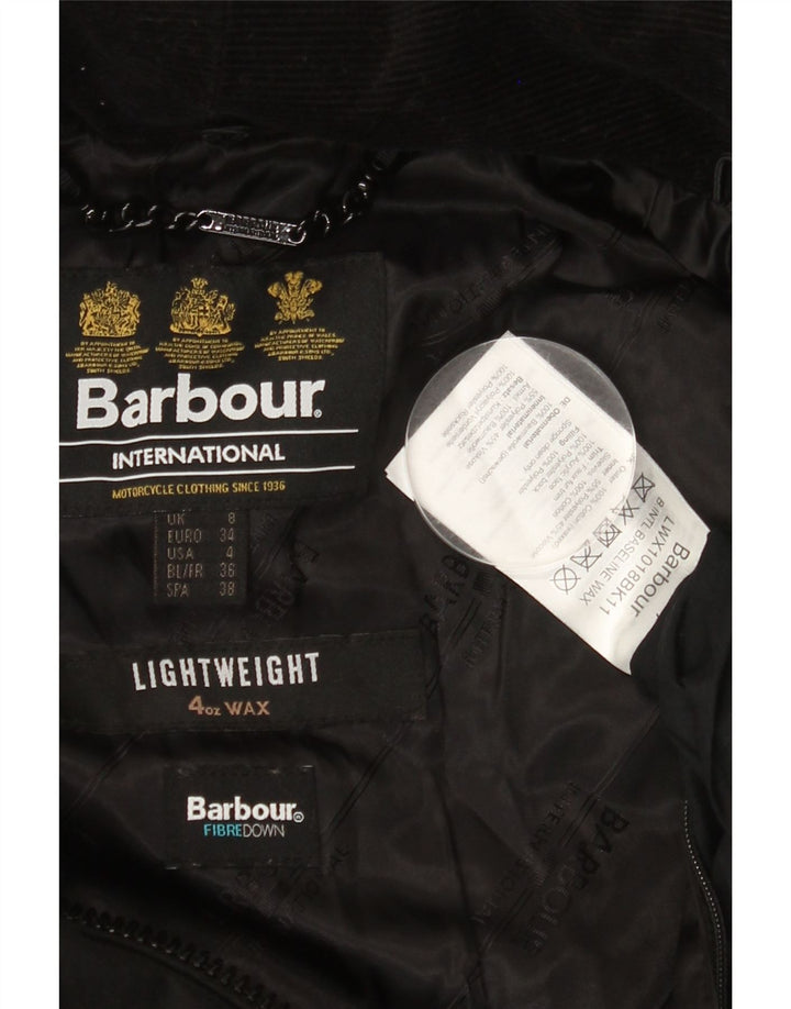 BARBOUR Womens Wax Padded Jacket UK 8 Small  Black Cotton