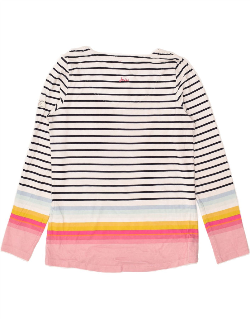 JOULES Womens Top Long Sleeve UK 10 Small White Striped Cotton | Vintage Joules | Thrift | Second-Hand Joules | Used Clothing | Messina Hembry 