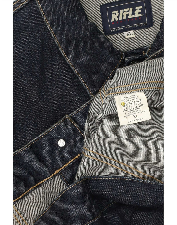 Rifle Mens Denim Jacket UK 42 XL Blue Cotton