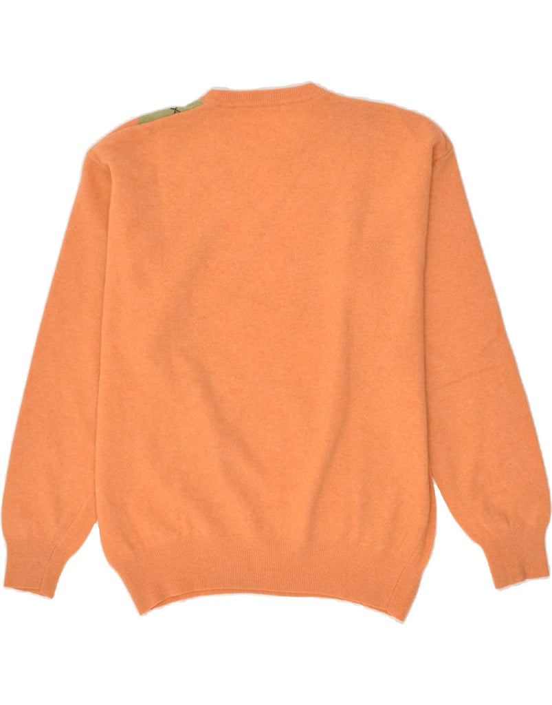 VINTAGE Mens Crew Neck Jumper Sweater Medium Orange Argyle/Diamond | Vintage Vintage | Thrift | Second-Hand Vintage | Used Clothing | Messina Hembry 