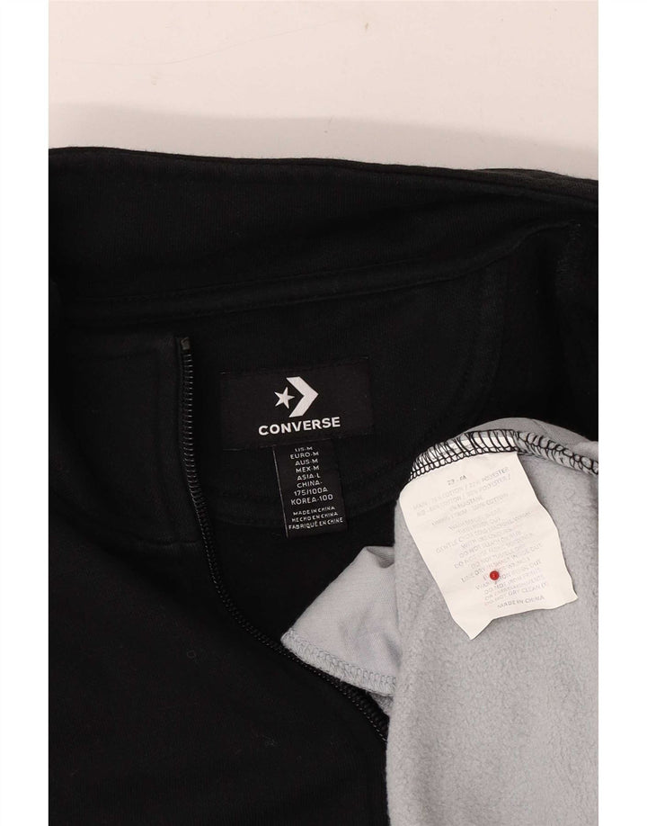 Converse Mens Zip Neck Sweatshirt Jumper Medium Black Colourblock Cotton
