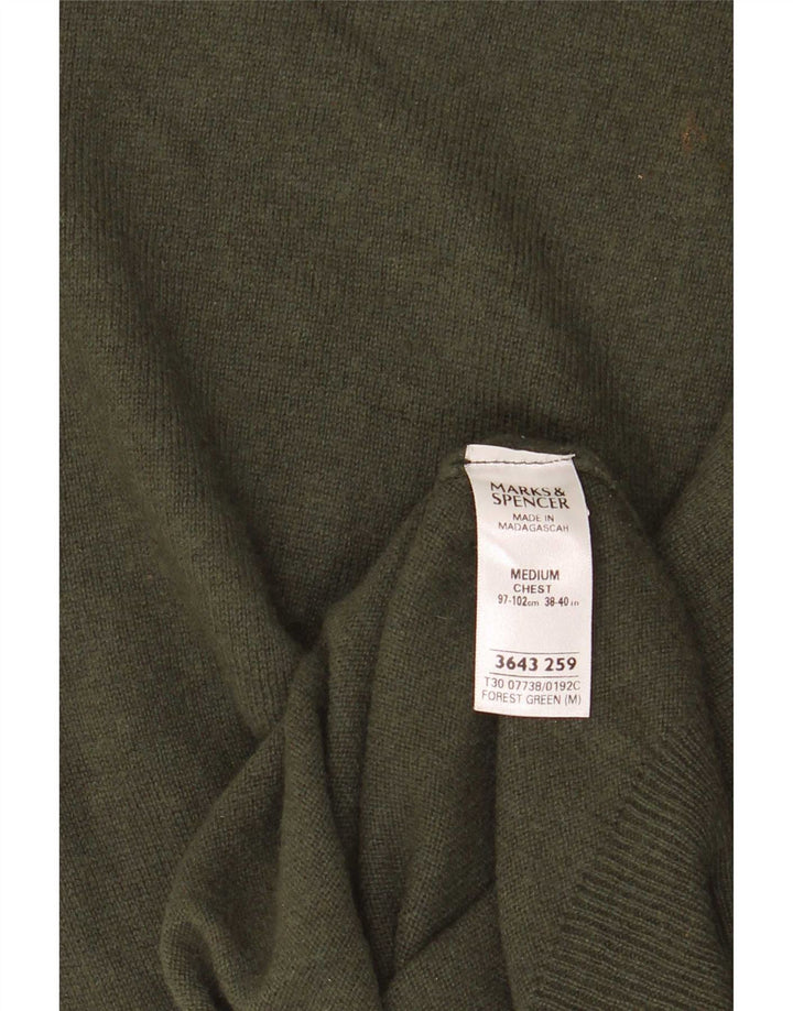 Marks & Spencer Mens V-Neck Jumper Sweater Medium Khaki Cashmere