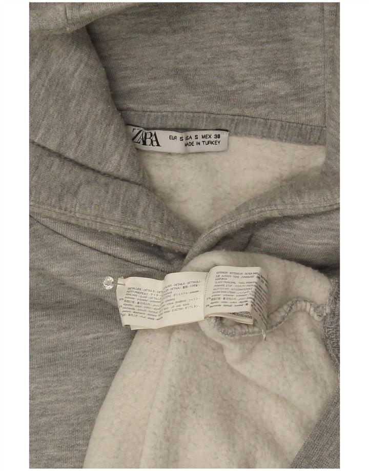 Zara Mens Hoodie Jumper Small Grey Flecked Polyester