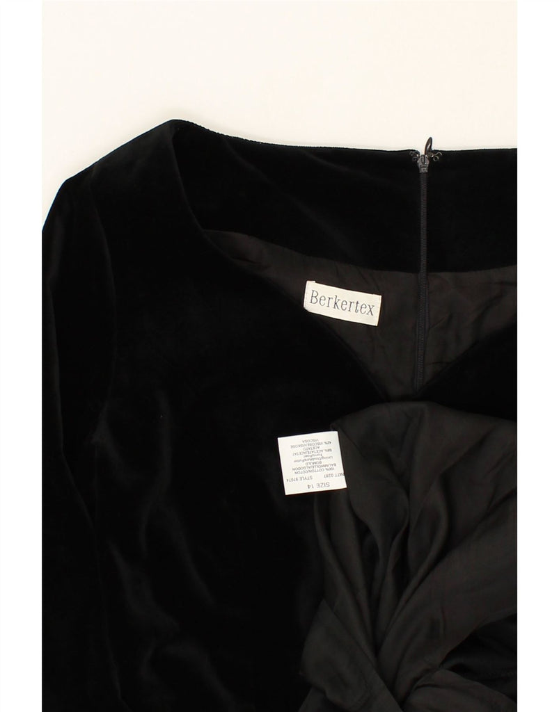 BERKERTEX  Womens Velvet Long Sleeve Sheath Dress UK 14 Medium Black Vintage Berkertex and Second-Hand Berkertex from Messina Hembry 