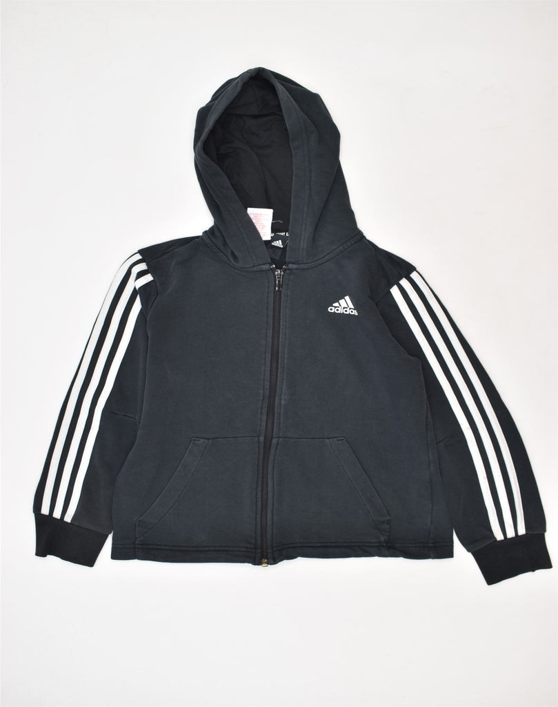 ADIDAS Boys Zip Hoodie Sweater 9-10 Years Black Cotton | Vintage | Thrift | Second-Hand | Used Clothing | Messina Hembry 