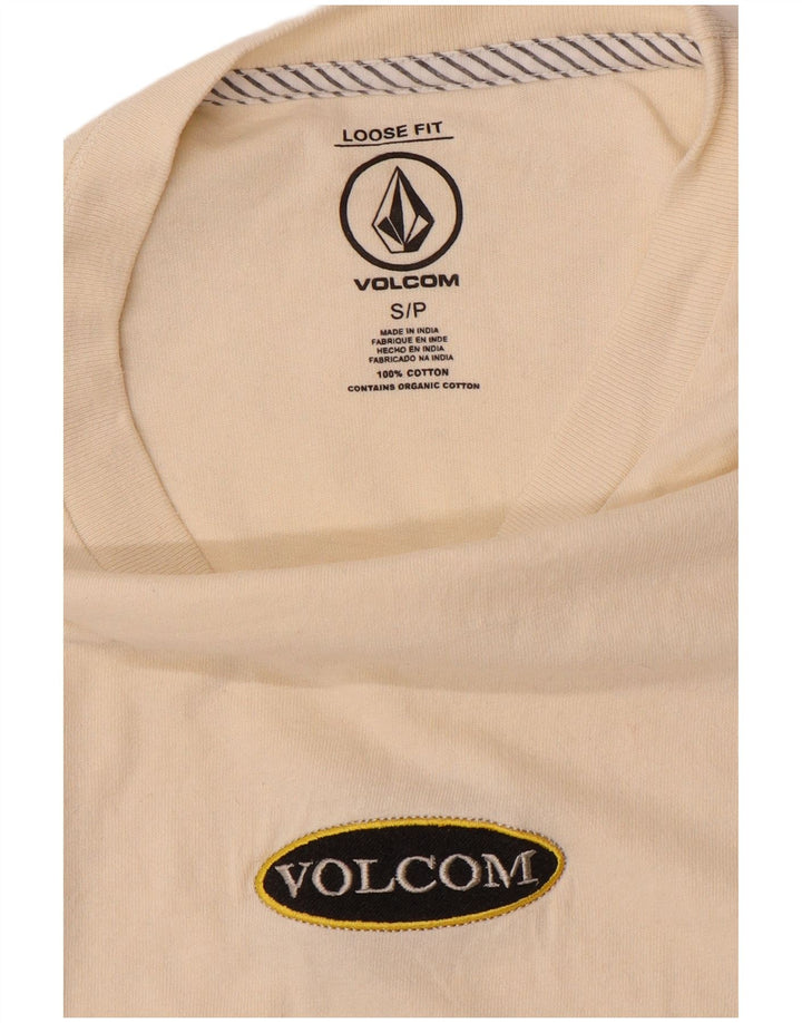 VOLCOM Mens Loose Fit T-Shirt Top Small Off White Cotton