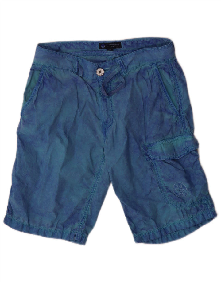 North Sails Boys Cargo Shorts 13-14 Years W28  Blue Tie Dye Cotton