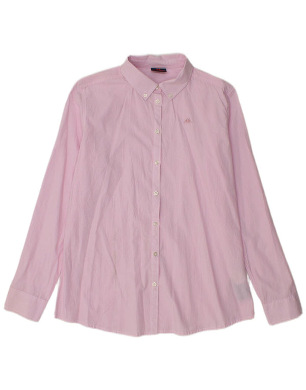 Kappa Womens Shirt UK 16 Large Pink Check Cotton