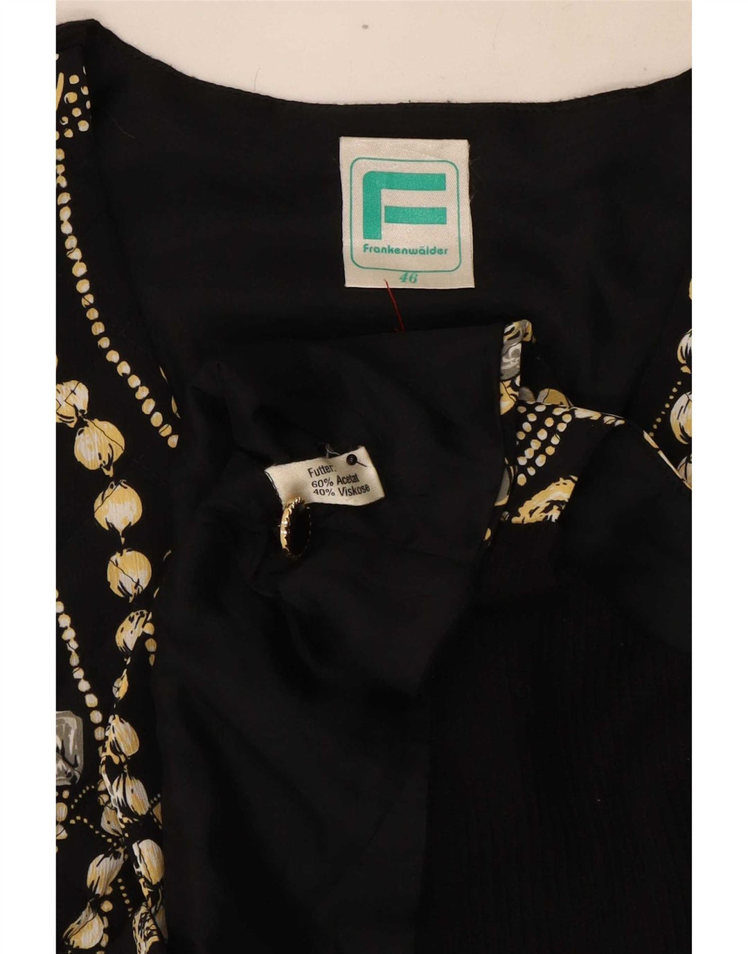 Franken Walder Womens Abstract Pattern Waistcoat IT 46 Large Black Acetate