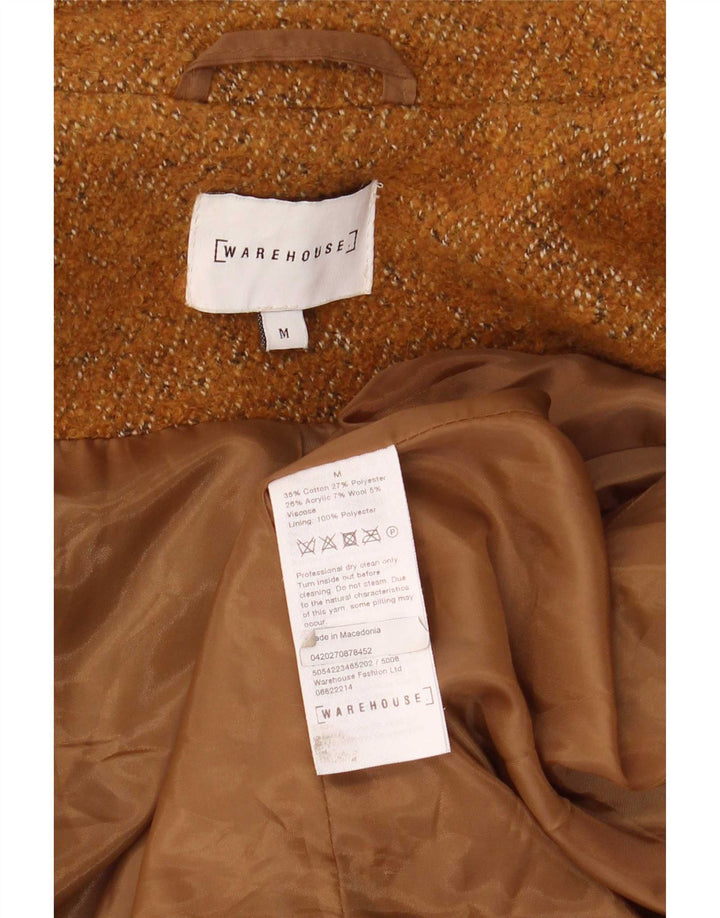 Warehouse Womens Double Breasted Coat UK 14 Medium Beige Cotton