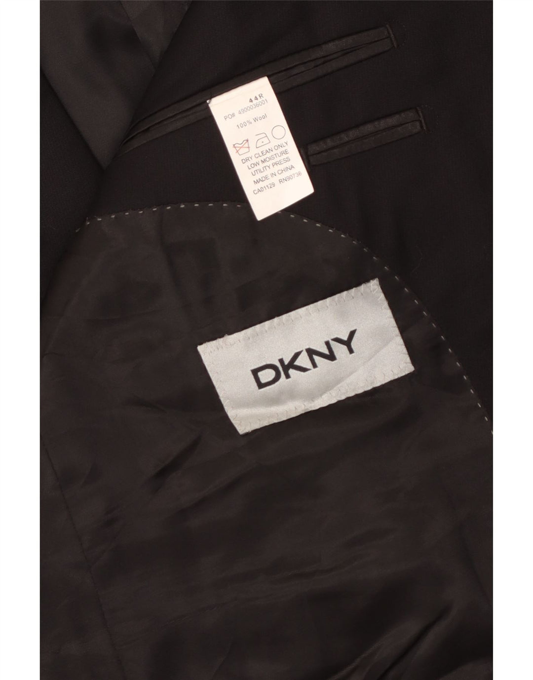 Dkny Mens 2 Button Blazer Jacket UK 44 2XL Black Wool