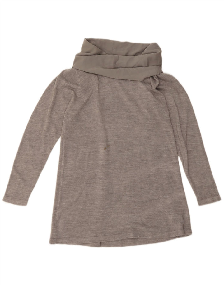 Marks & Spencer Womens Top Long Sleeve UK 14 Medium Grey Flecked Acrylic