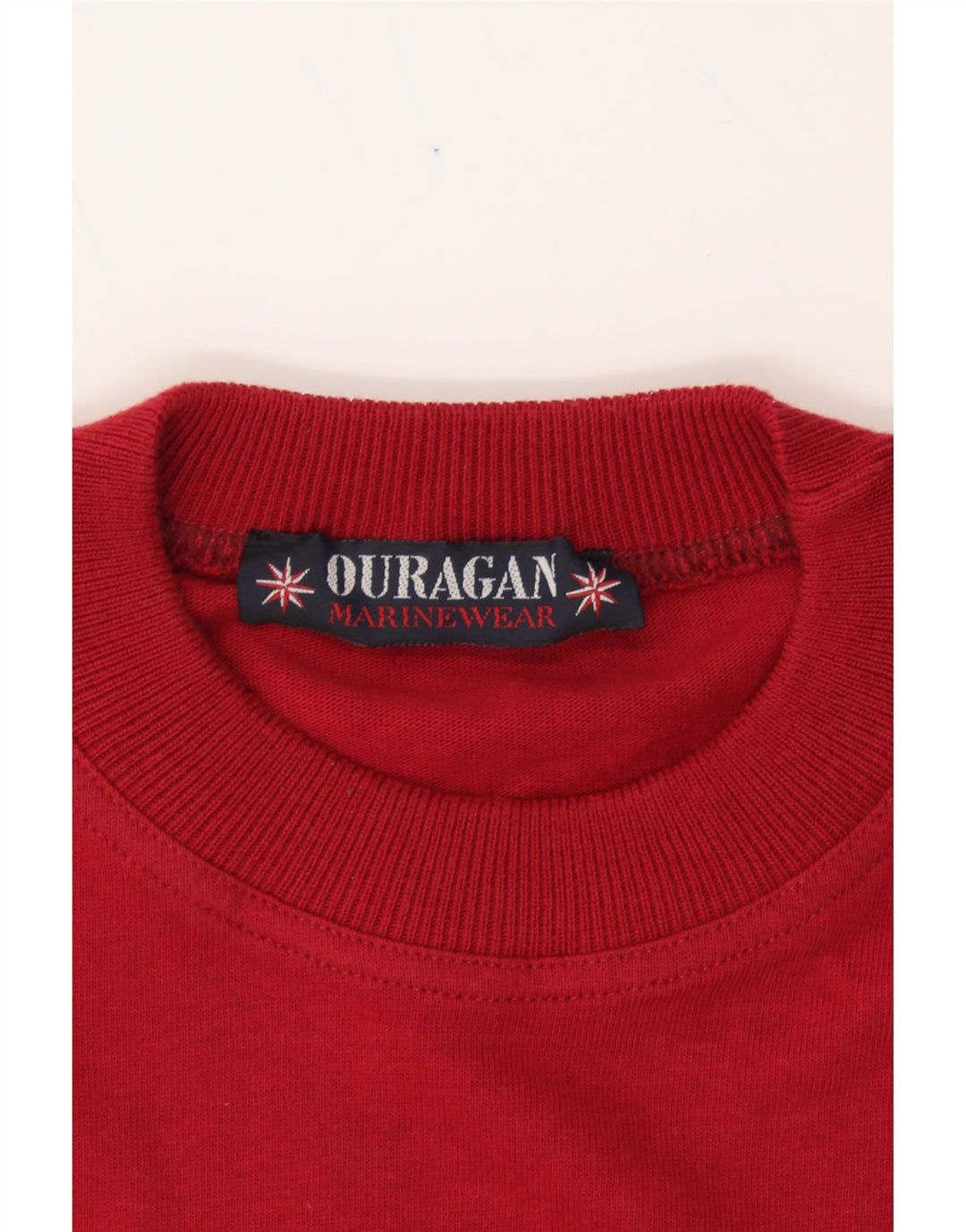 OURAGAN Mens Graphic Sweatshirt Jumper IT 52 Large Red Cotton Vintage Ouragan and Second-Hand Ouragan from Messina Hembry 