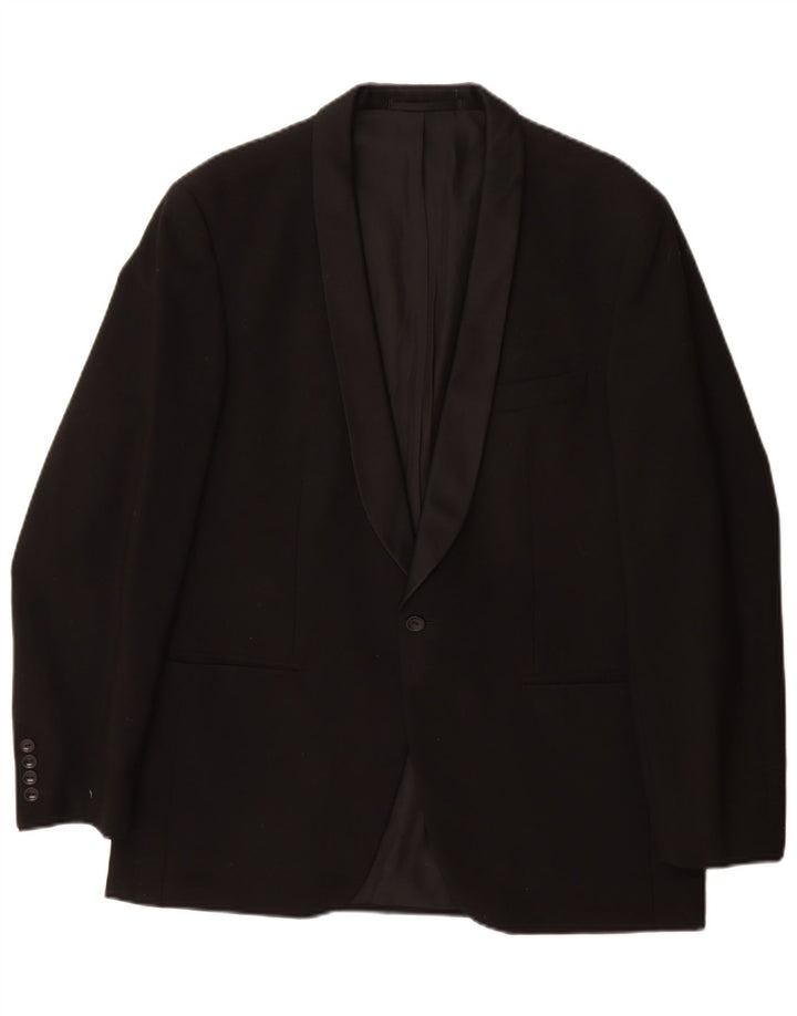 Vintage Mens 1 Button Blazer Jacket EU 50 Large Black New Wool